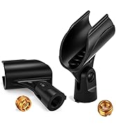 Moukey Microphone Mic Clip Holder for Mic Stand with 5/8" Male to 3/8" Female Adapter, 2-Pack