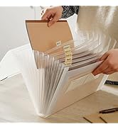 Expanding File Folder with Tabs, 13 Pockets File Organizer Accordion File Holder ,with Elastic Bu...