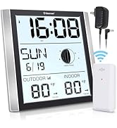 Geevon Atomic Wall Clock with Backlight, Auto-Set Digital Atomic Clock with Indoor Outdoor Temper...