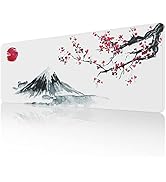 ETZ Japanese Cherry Blossom White Mouse Pad (31.5 × 11.8 × 0.12 inch) Extended Large Mouse Mat De...