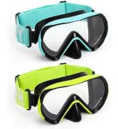 Diving Masks for Kids, Goggles with Nose Cover, Elastic Strap, Tempered Glass, 180° Clear View, A...