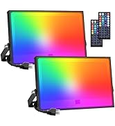 Onforu 2 Pack RGB LED Flood Light 800W Equivalent, 100W Color Changing Floodlight with 44 Keys Re...