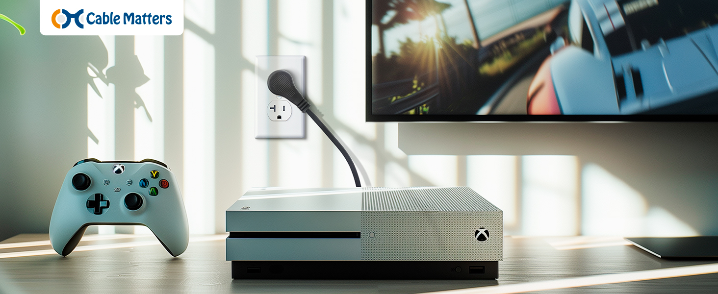 2 Prong Right Angle TV Power Cord 