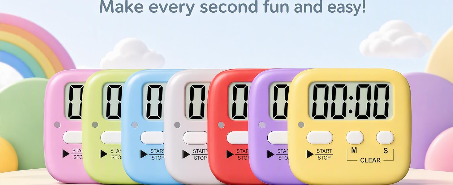 Digital timer in multiple styles, large screen and simple buttons, easy to use for daily timing.