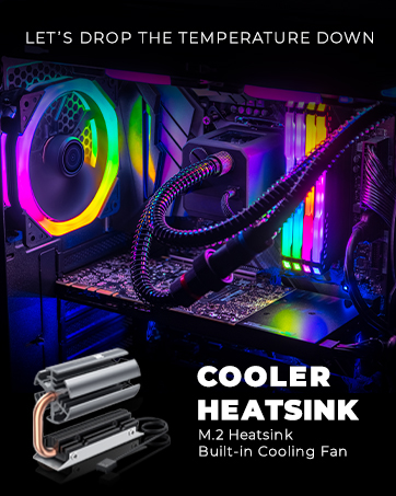 M.2 SSD Nvme 2280 Heatsink Built-in Cooling Fan with thermal pad, for PC Desktop Gamer