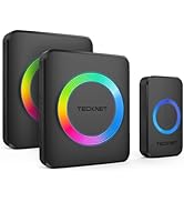 TECKNET Wireless Doorbell with 2 Plug-In Receivers, IP65 Waterproof Doorbells for home, 1300ft Op...