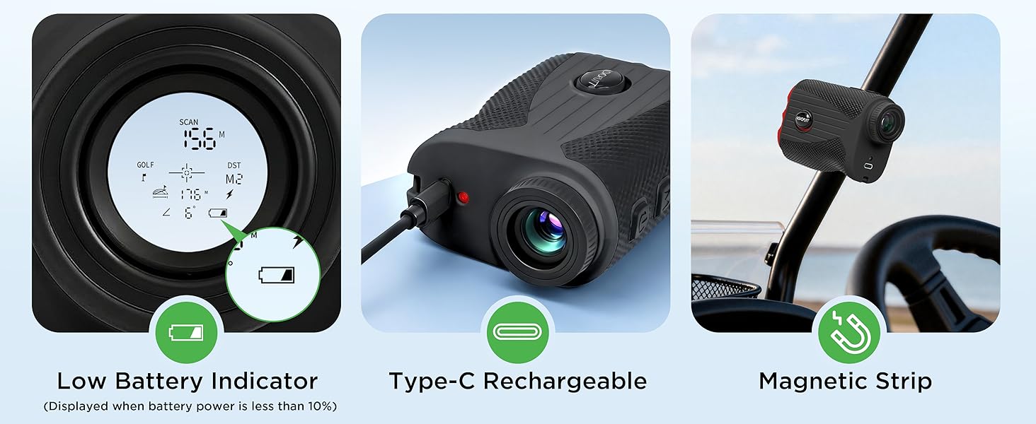 Low Battery Indicator ,Displayed when battery power is less than 10% ,USB-C Rechargeable &amp;amp;Magnet