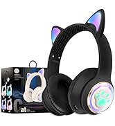 Excellent Wireless Cat Ear Bluetooth Headphones for Kids,LED Light Up and Foldable Stereo Headpho...