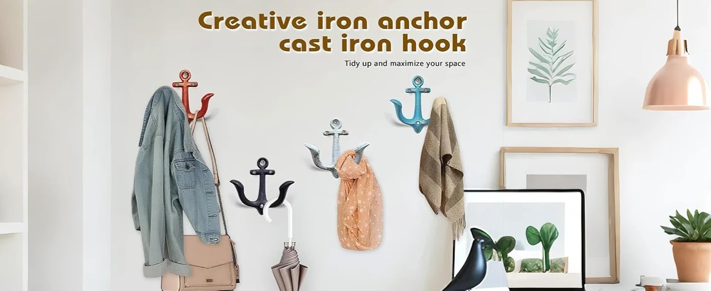 Cast Iron Nautical Anchor Design Wall Hooks