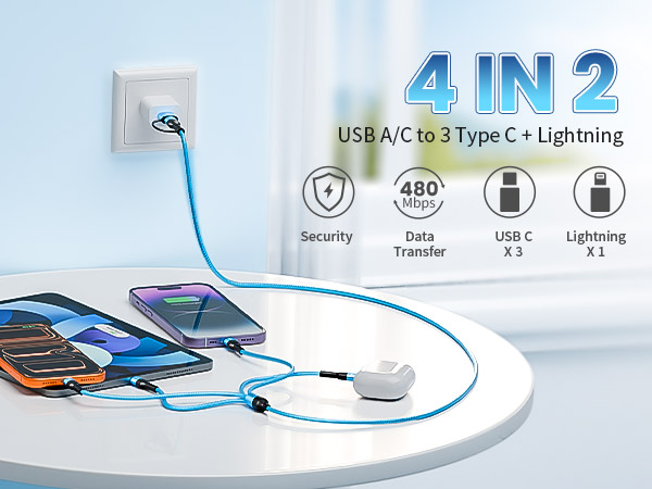 4 IN 2 Multi Charging Cable