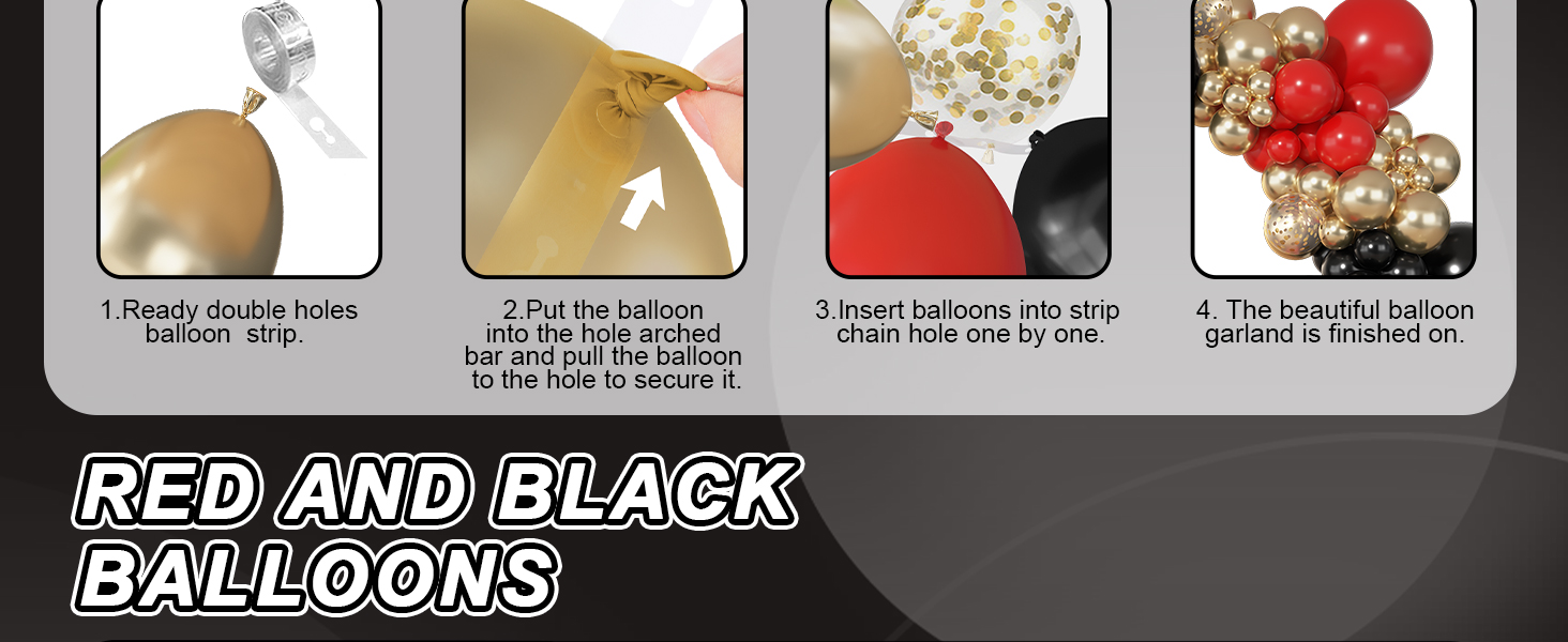 red black and gold party decorations