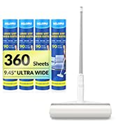 Large Lint Roller - 9.45 in Giant Lint Roller Refill 360 Sheets Total, 45 in Telescopic Pole to C...