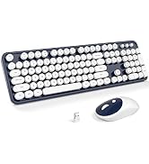 Atelus Wireless Keyboard and Mouse, Retro Full Size Typewriter Keyboard and 3 Adjustable DPI Mous...
