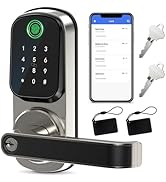 IRONZON Keyless Entry Door Lock with Handle - Smart Door Lock for Front Door 5-in-1 Keypad Door L...