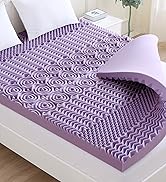 MUXHOMO 3 Inch 7-Zone Queen Mattress Topper, Egg Crate Foam Mattress Topper Queen Size for Back P...