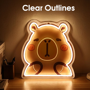 Funny Capybara Neon Light Sign for Bedroom, Birthday Party Decoration, Kids Gifts