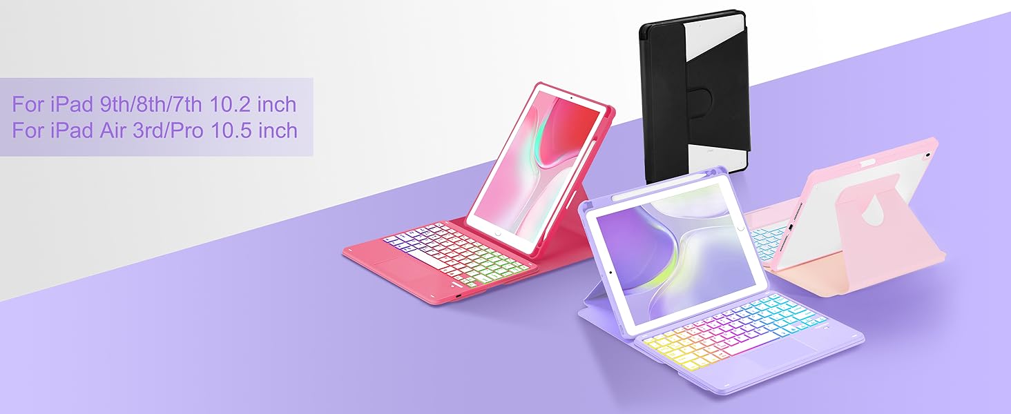 iPad 10.2/10.5 Rotating Keyboard Case - Purple-1