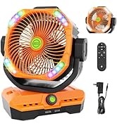 TDLOL 45000mAh Battery Powered Fan Rechargeable, High Velocity 360°Auto-oscillating Powerful Airf...