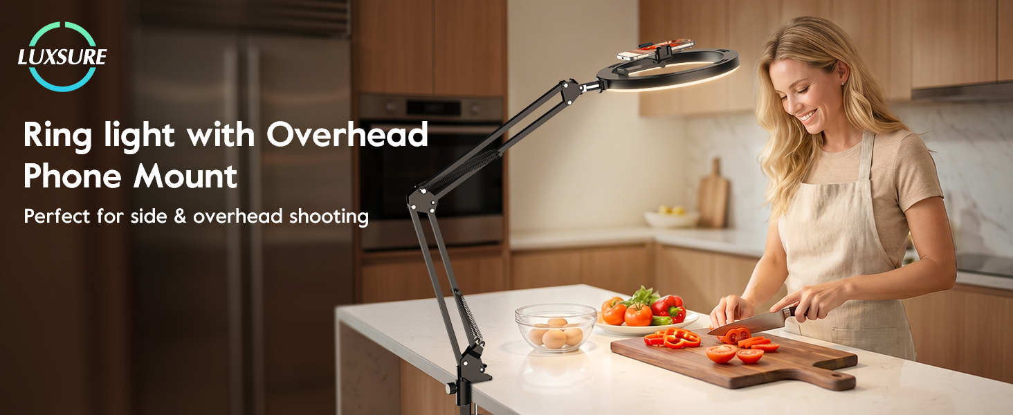 overhead phone mount with ring light