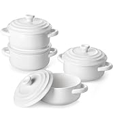 MALACASA Mini Cocotte Set - 14 OZ Small Casserole Dishes with Lids and Handles, Ceramic Mini Dutc...