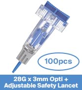 ONE-CARE Opti+ Adjustable Safety Lancets, 28G x 3 Depth Settings (1.3 I 1.8 I 2.3mm), Sterile, 10...