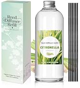 SCENTORINI Reed Diffuser Oil Refill, 16.9oz Natural Citronella Scented Essential Oil with 6 Stick...