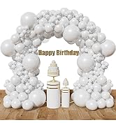KAWKALSH White Balloon Different Sizes, 111Pcs 18 12 5 Inch Matte White Latex Balloon Arch Kit Ga...