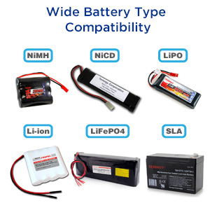 wide battery type compatibility