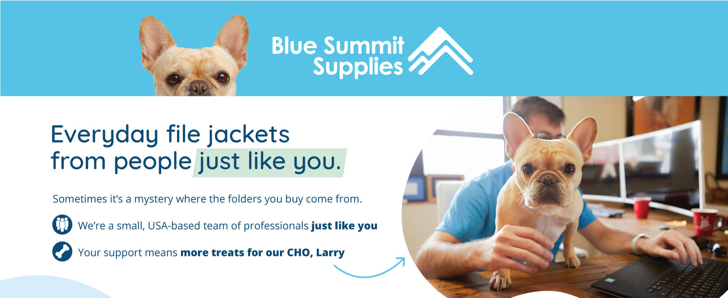 blue summit supplies introduction with picture of larry french bulldog