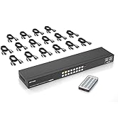 16 Port KVM Switch HDMI, MT-VIKI 4K@30Hz Rack Mount KVM HDMI Switch w/IR Remote &amp; 16 HDMI Cables ...