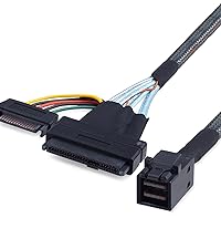 H!Fiber.com 2 Pack 12G Internal Mini SAS HD SFF-8643 to SFF-8643 Cable, 0.5m, 36 Pin, with Sideband,...
