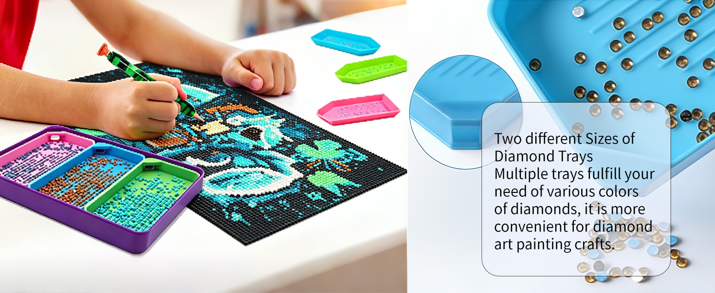 Two different Sizes of Diamond Trays Multiple trays fulfill your need of various colorsof diamonds