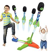 SHCKE Outdoor Fun Toy Rocket Launcher for Kids - 4 LED Light &amp; Whistle Foam Rockets, Easy Assembl...