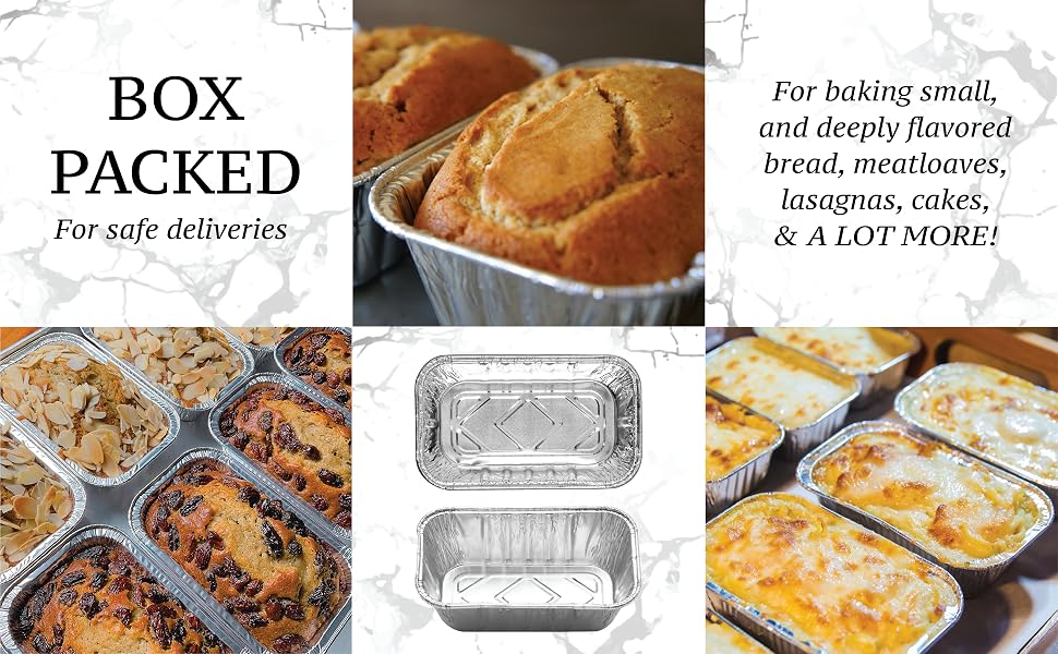 Aluminum Small Loaf Pans 1LB for Mini Loaves and Cakes Food Packaging