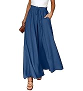Dokotoo Pants for Women Casual Elastic Waist Wide Leg Pants with Pockets