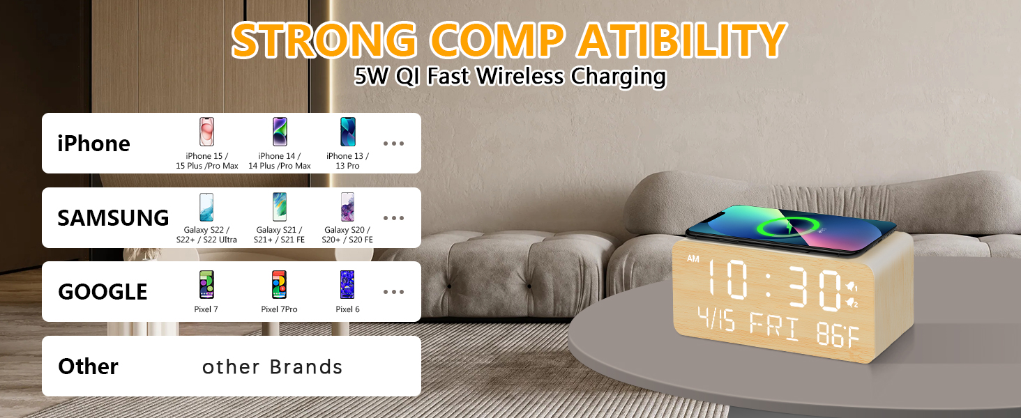 wireless charging clock