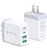 USB C Charger Block, 2-Pack 40W 4-Port USB C Wall Charger Fast Charging Dual PD+QC Power Adapter ...