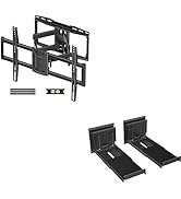 Full Motion TV Wall Mount Bracket for Most 37-86 inch TVs, Holds up to 132lbs&amp;Studless Soundbar W...