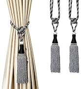 HedongHexi 2 Pack Curtain Tiebacks Home Decorative Holdbacks Braided Tassel Rope Tie-Backs(Black,...