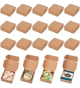 PH PandaHall 50PCS Gift Wrapping Kraft Paper Box, 2.8x2.8x1.3inch Favor Boxes with Lids Earring R...