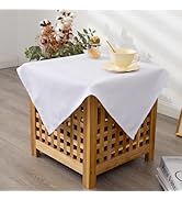 YZKITM Small Square Solid White Tablecloth 24 x 24 Inch Washable Fabric Table Cloth Wrinkle Resis...