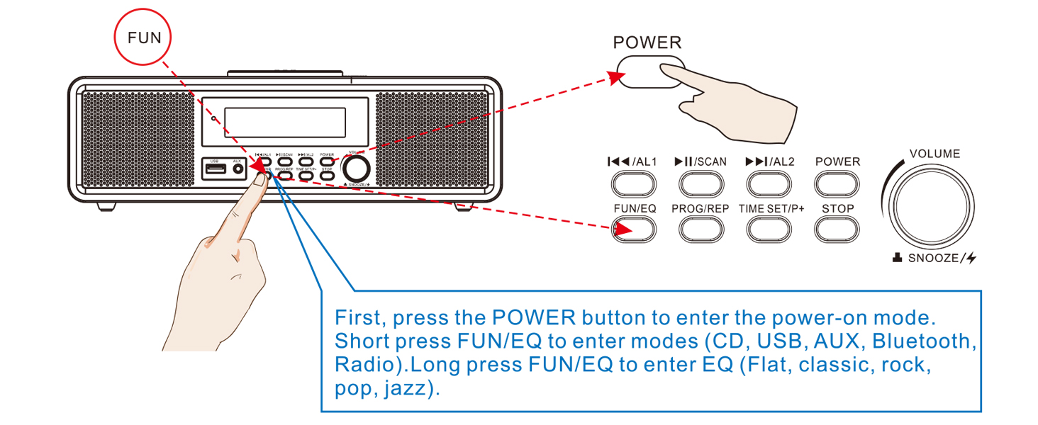 how to use the clock radio cd stereo system