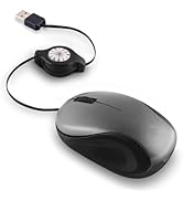 HXMJ USB Wired Mini Mouse,Small Travel Mice with Retractable Cable-Gray