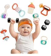 iPlay, iLearn Baby Rattle Teether Toy, Infant Gym Rattles Set for 3-6 Month, Newborn Teething Sha...