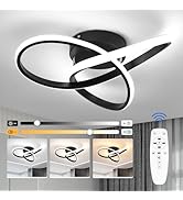 CANEOE Modern LED Ceiling Light Fixture,42W Dimmable Flush Mount Ceiling Light with Remote Black ...