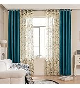 Erbnaryx 4-Piece Rod Pocket Wave Window Panel Set, 2 Blackout Panels &amp; 2 Light Filtering Privacy ...