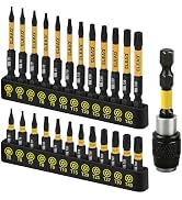 Tamper Proof Torx Bit Set: 25 Pieces T5-T40 Torx Security Bits Set | Torque Star Bits with 2.5" M...