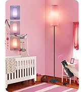 Dimmable Pink Floor Lamp for Living Room with Remote and Foot Switch, Corner Floor Lamp for Bedro...