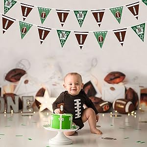 Football Party Decorations Green Brown Football Pennant Banner Fabric Triangle Garland Streamers