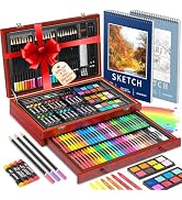 Hapikalor 156-Pack Art Kit Drawing Set with 2 Sketch Book, Crayons, Colored Pencils, Arts and Cra...